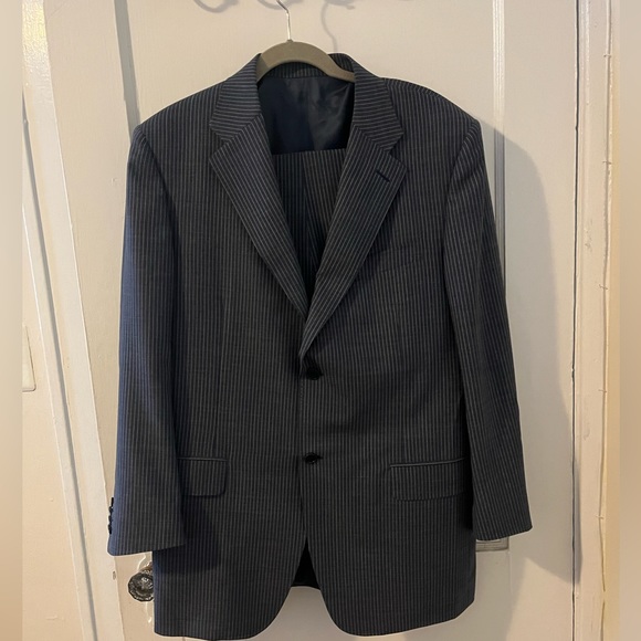 Canali suit Blue and White Pin Stripes 2 piece double vents single breasted - Picture 9 of 11